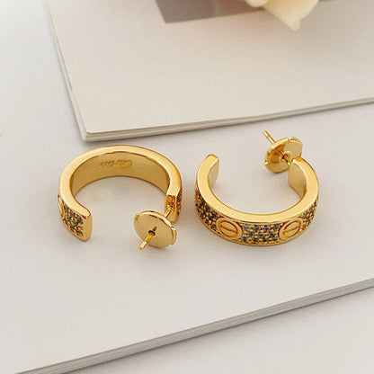 [Resenly Jewelry]LOVE 5.5MM DIAMOND PAVED EARRINGS