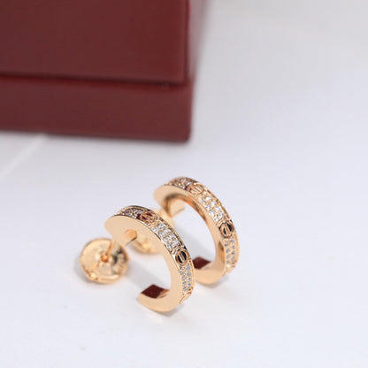 [Resenly Jewelry]LOVE 5.5MM DIAMOND PAVED EARRINGS