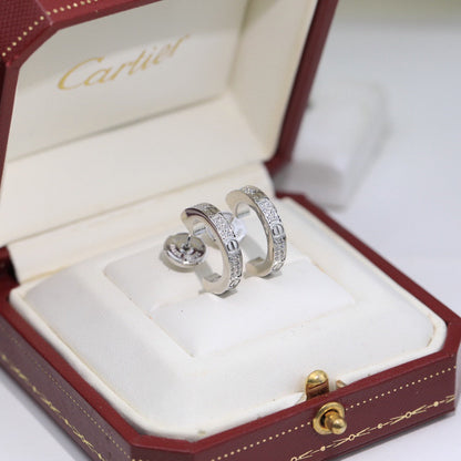 [Resenly Jewelry]LOVE 5.5MM DIAMOND PAVED EARRINGS
