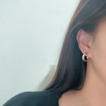 [Resenly Jewelry]LOVE 5.5MM DIAMOND PAVED EARRINGS