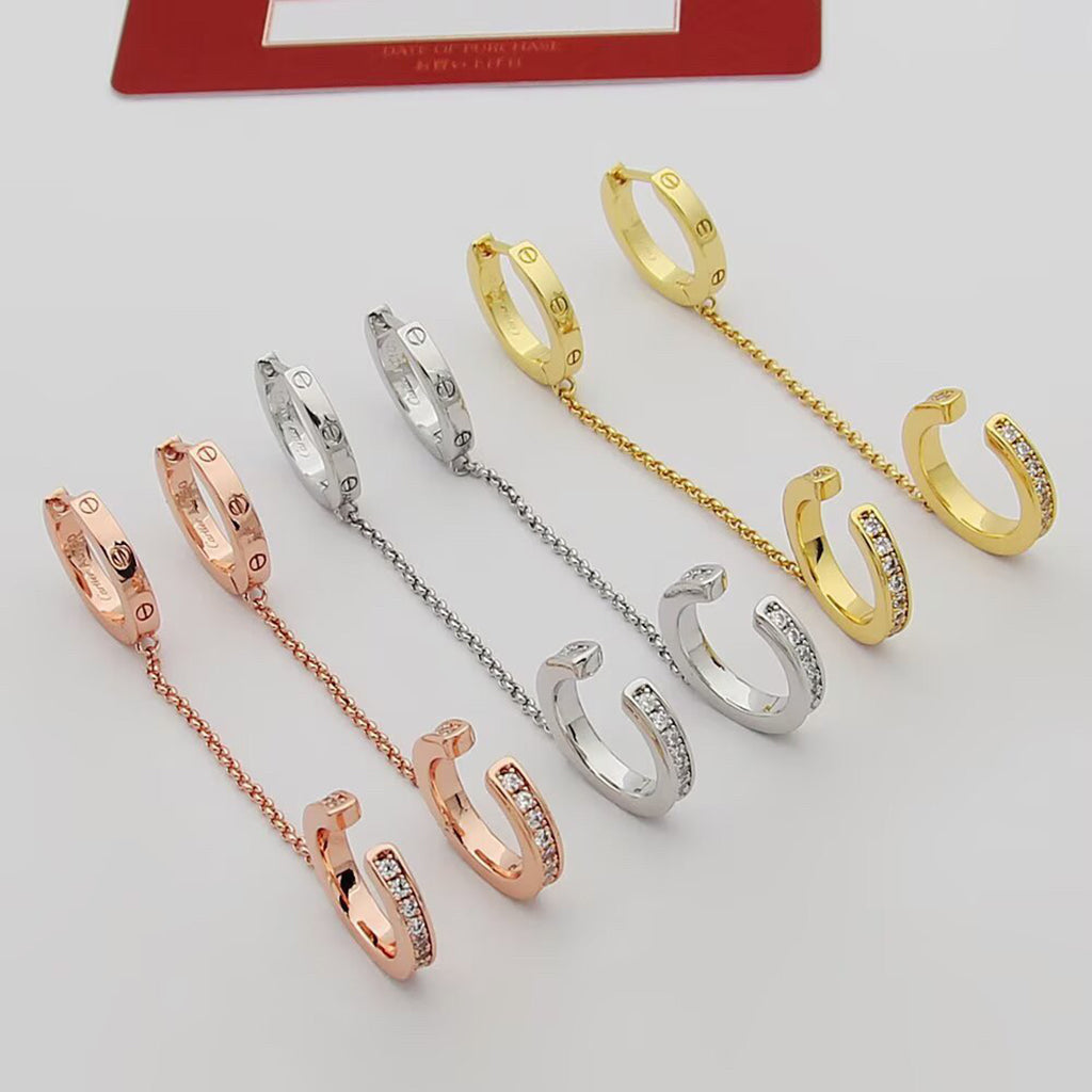 [Resenly Jewelry]LOVE 3.0MM HALF DIAMOND EARRINGS