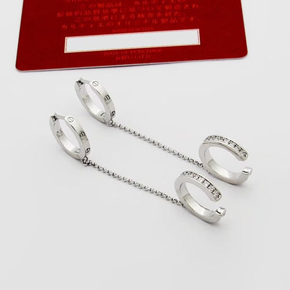 [Resenly Jewelry]LOVE 3.0MM HALF DIAMOND EARRINGS