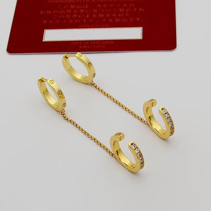 [Resenly Jewelry]LOVE 3.0MM HALF DIAMOND EARRINGS