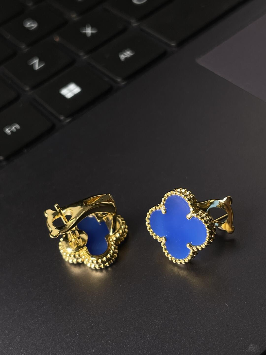 [Resenly Jewelry] CLOVER LARGE (20mm) 1 MOTIFS BLUE MOP STUD EARRINGS