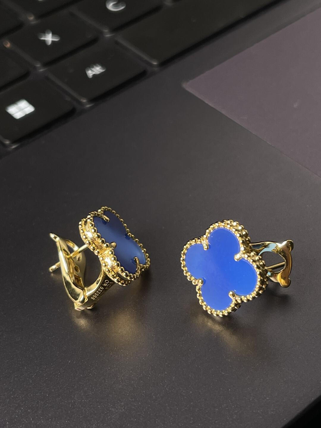 [Resenly Jewelry] CLOVER LARGE (20mm) 1 MOTIFS BLUE MOP STUD EARRINGS