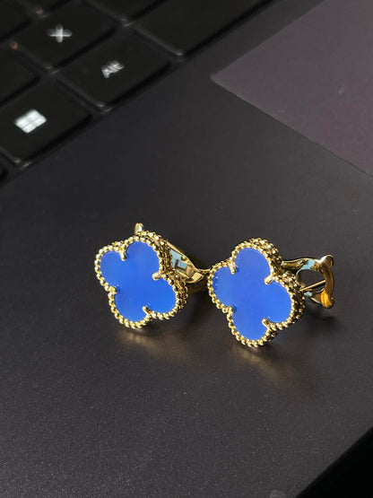 [Resenly Jewelry] CLOVER LARGE (20mm) 1 MOTIFS BLUE MOP STUD EARRINGS