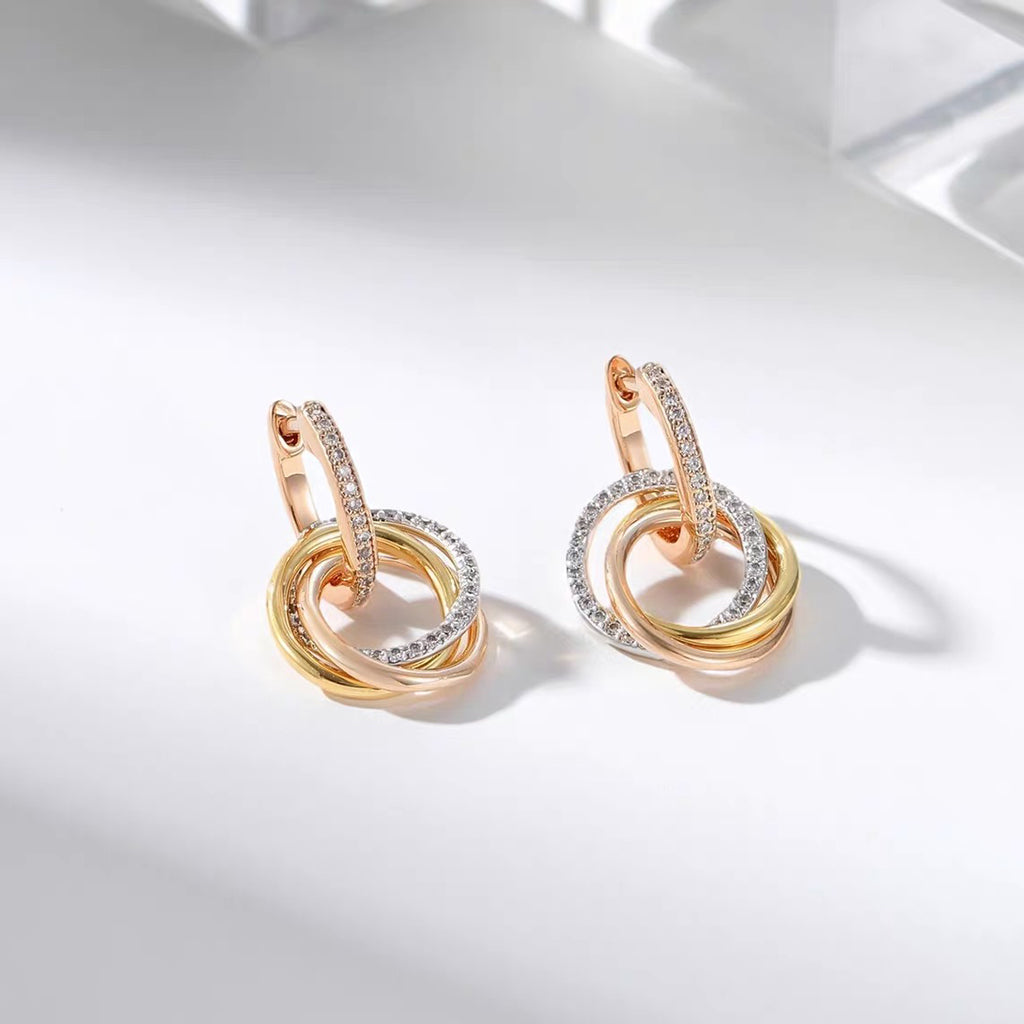 [Resenly Jewelry]TRINITY HALF DIAMOND  EARRINGS