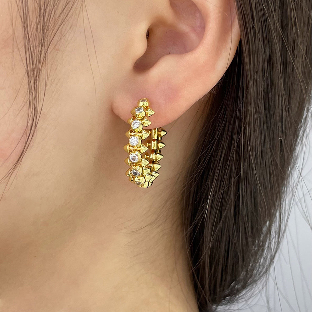 [Resenly Jewelry]CLASH FULL DIAMOND MEDIUM EARRINGS