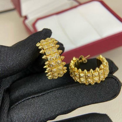 [Resenly Jewelry]CLASH 9.2MM FULL DIAMOND DOUBLE ROW EARRINGS