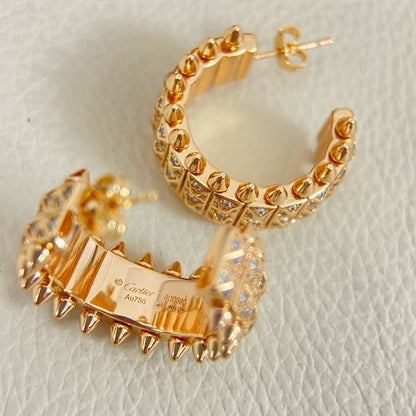 [Resenly Jewelry]CLASH 9.2MM FULL DIAMOND DOUBLE ROW EARRINGS