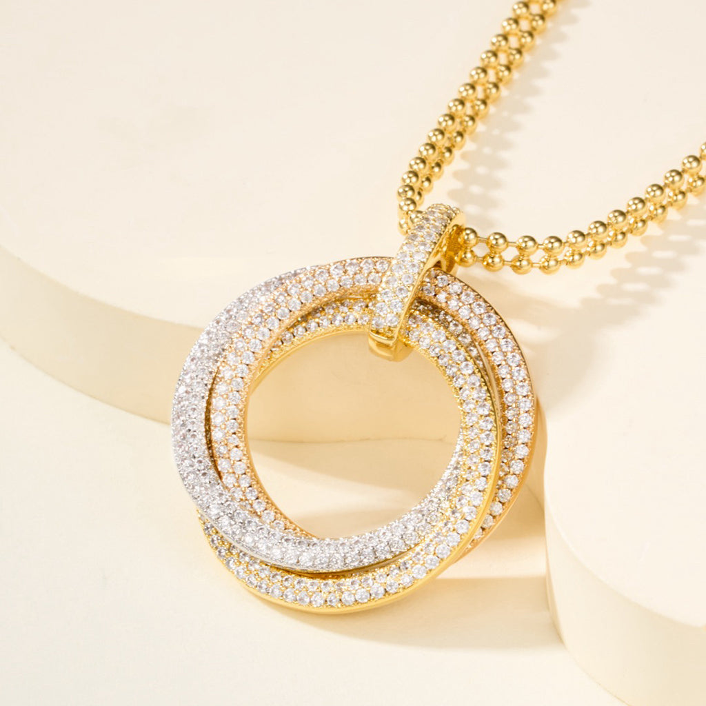 [Resenly Jewelry]TRINITY LARGE FULL DIAMOND  NECKLACE