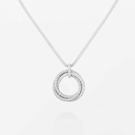 [Resenly Jewelry]TRINITY LARGE FULL DIAMOND  NECKLACE