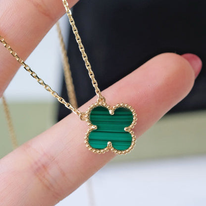 [Resenly Jewelry]CLOVER 15MM MALACHITE SINGLE FLOWER  NECKLACE