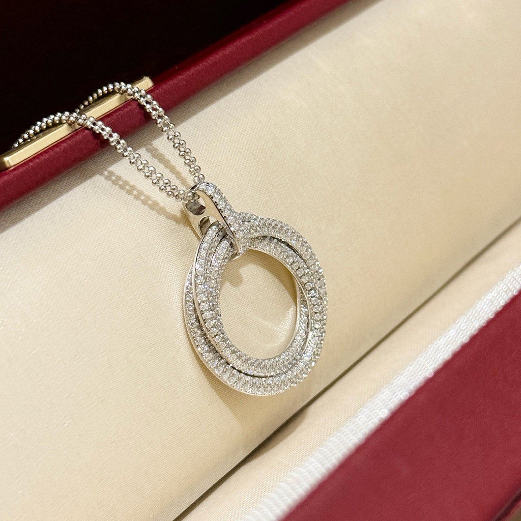 [Resenly Jewelry]TRINITY LARGE FULL DIAMOND  NECKLACE