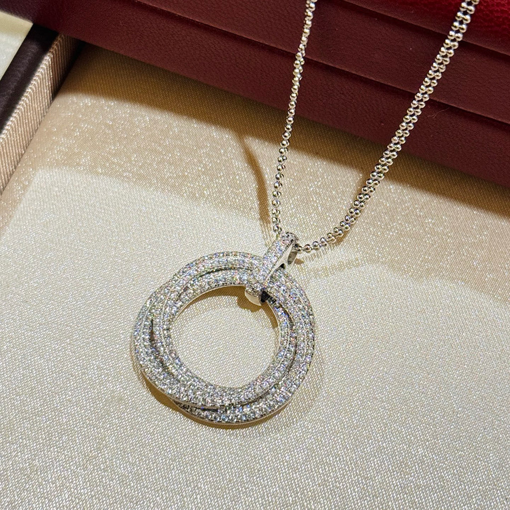 [Resenly Jewelry]TRINITY LARGE FULL DIAMOND  NECKLACE