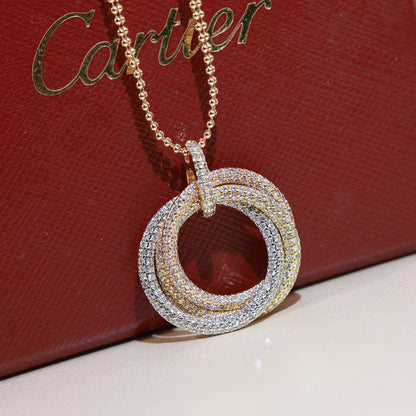 [Resenly Jewelry]TRINITY LARGE FULL DIAMOND  NECKLACE