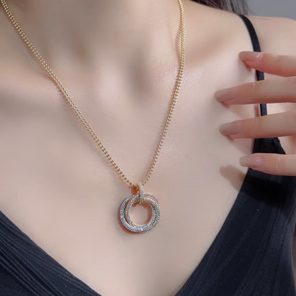 [Resenly Jewelry]TRINITY LARGE FULL DIAMOND  NECKLACE