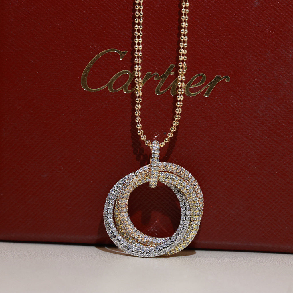 [Resenly Jewelry]TRINITY LARGE FULL DIAMOND  NECKLACE