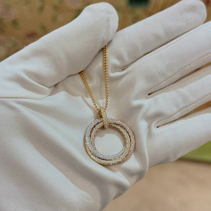 [Resenly Jewelry]TRINITY LARGE FULL DIAMOND  NECKLACE