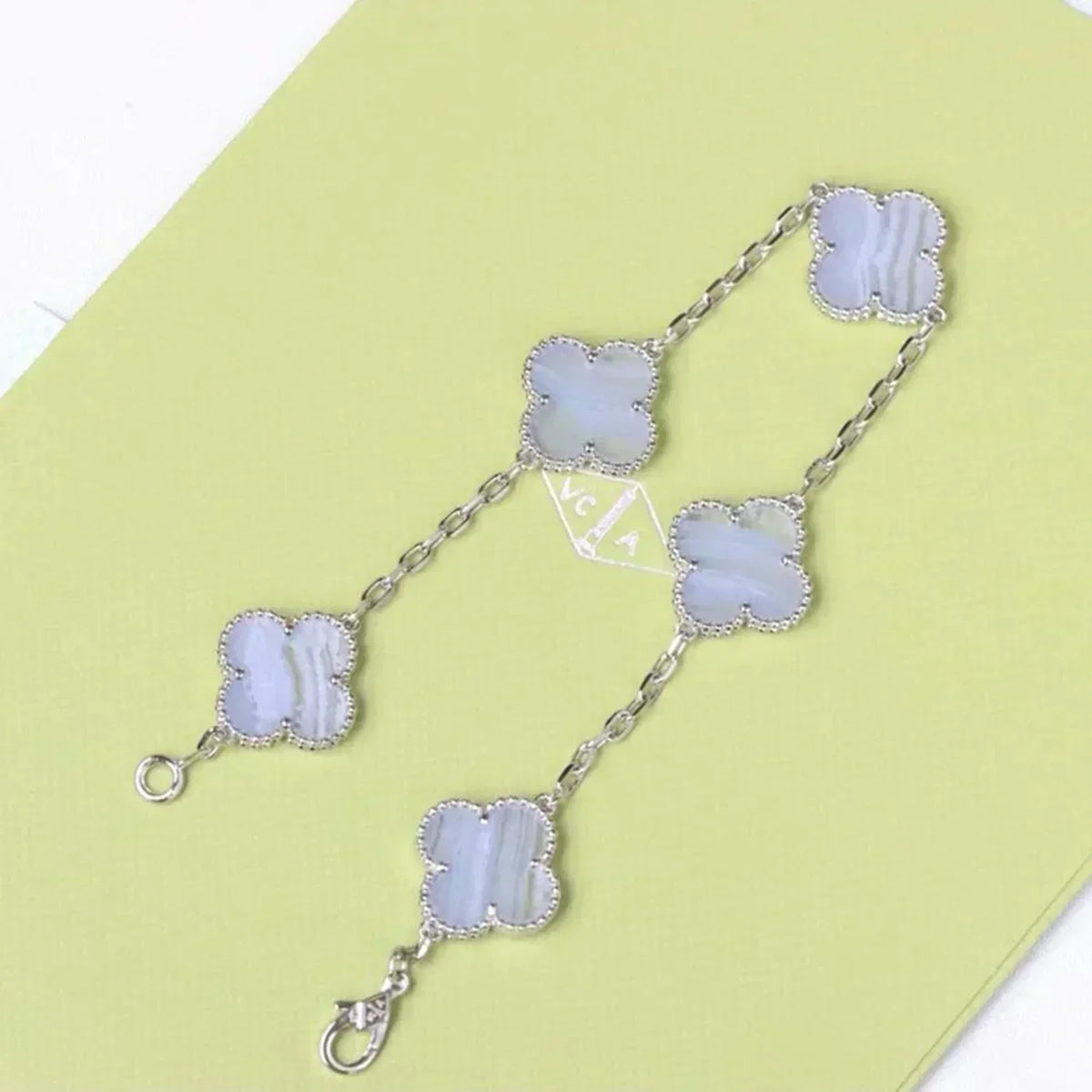 [Resenly Jewelry] クローバー 5モチーフ パープルカルセドニー ブレスレット コレクション