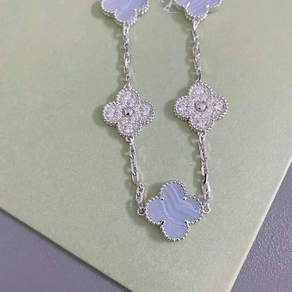 [Resenly Jewelry] クローバー 5モチーフ パープルカルセドニー ブレスレット コレクション