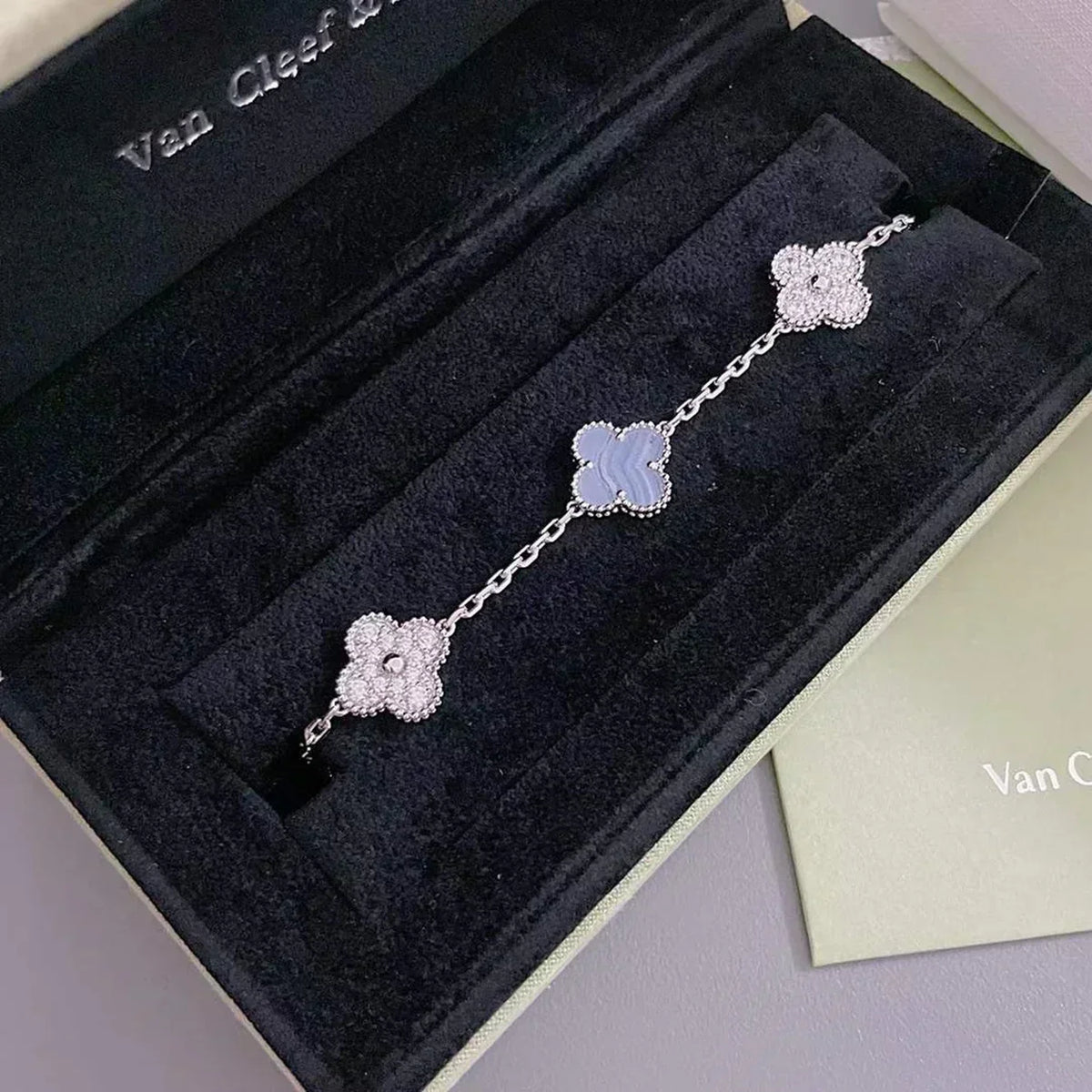 [Resenly Jewelry] クローバー 5モチーフ パープルカルセドニー ブレスレット コレクション
