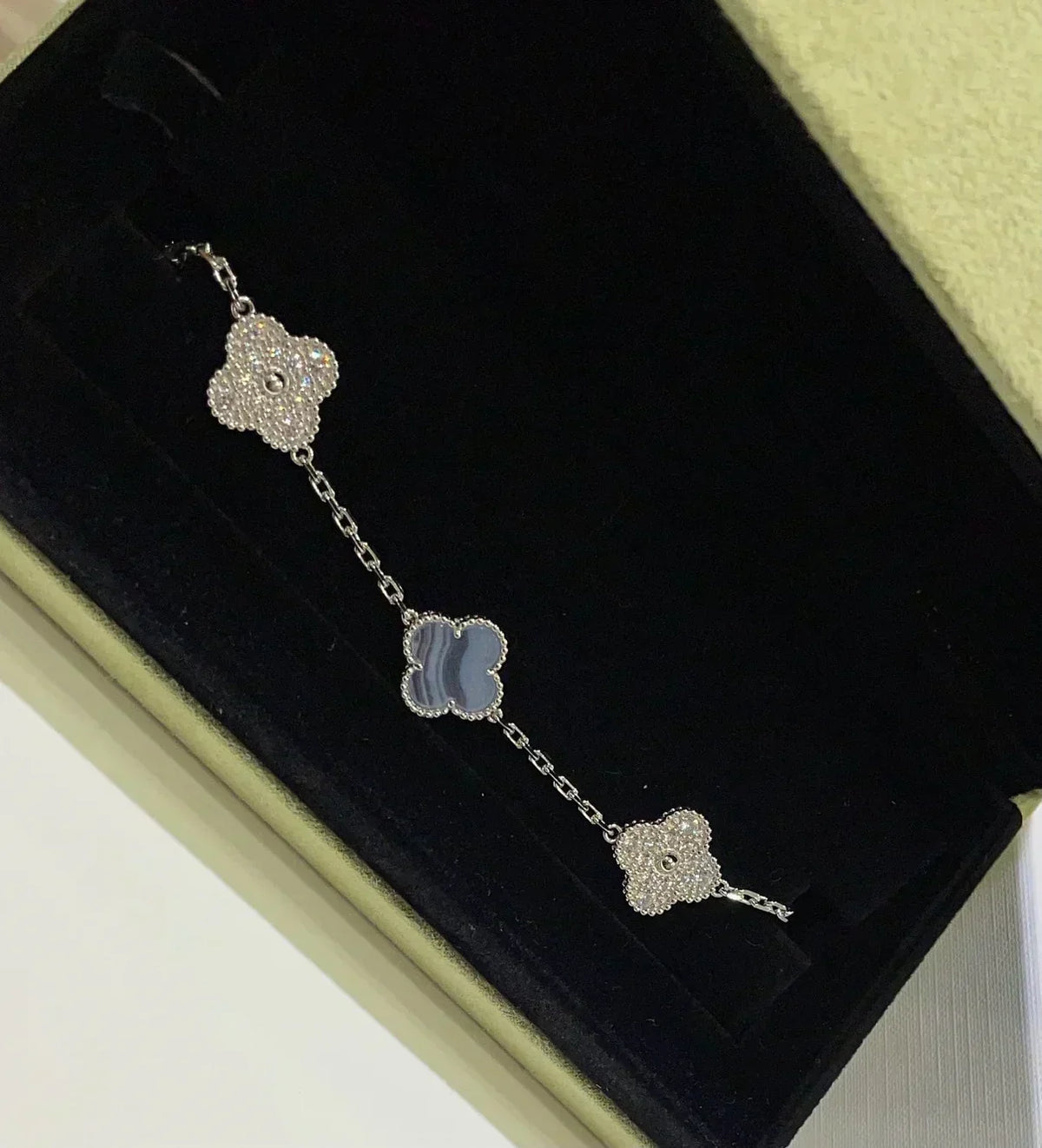 [Resenly Jewelry] クローバー 5モチーフ パープルカルセドニー ブレスレット コレクション