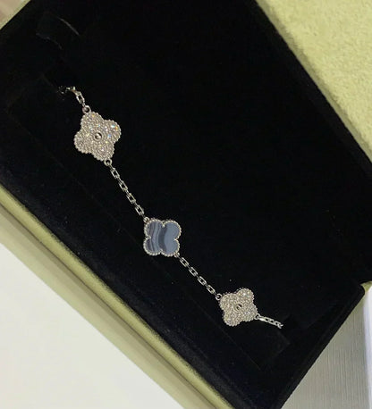 [Resenly Jewelry] クローバー 5モチーフ パープルカルセドニー ブレスレット コレクション