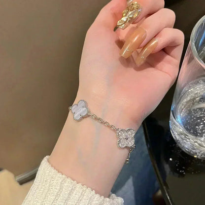 [Resenly Jewelry] クローバー 5モチーフ パープルカルセドニー ブレスレット コレクション