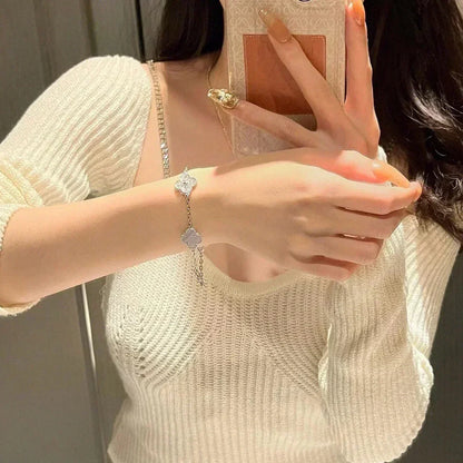 [Resenly Jewelry] クローバー 5モチーフ パープルカルセドニー ブレスレット コレクション