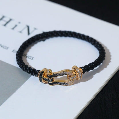 [Resenly Jewelry]FORCE LARGE HORSESHOE BLACK WHITE DIAMOND BRACELET SILVER