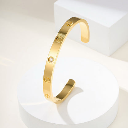 [Resenly Jewelry]LOVE BRACELET 6.1MM 1 DIAMOND OPEN CUFF