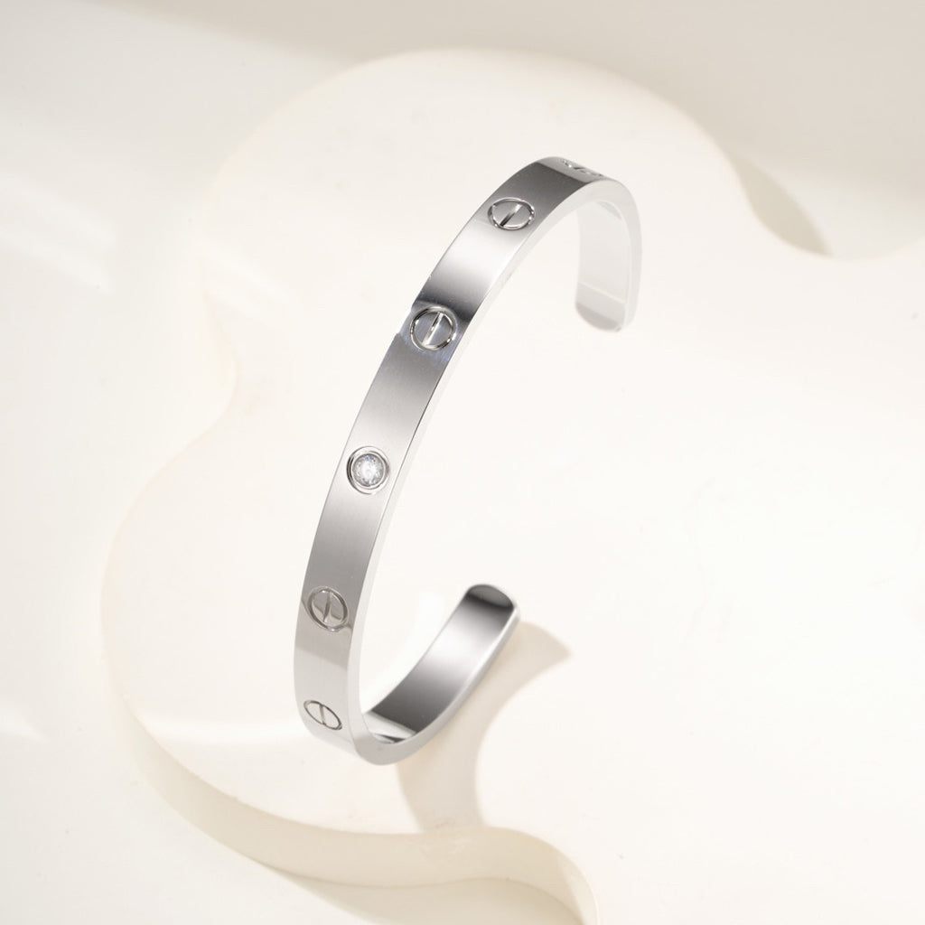 [Resenly Jewelry]LOVE BRACELET 6.1MM 1 DIAMOND OPEN CUFF