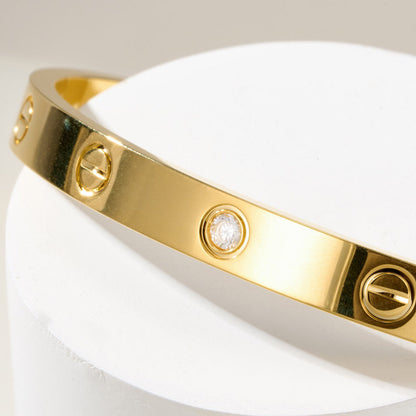 [Resenly Jewelry]LOVE BRACELET 6.1MM 1 DIAMOND OPEN CUFF