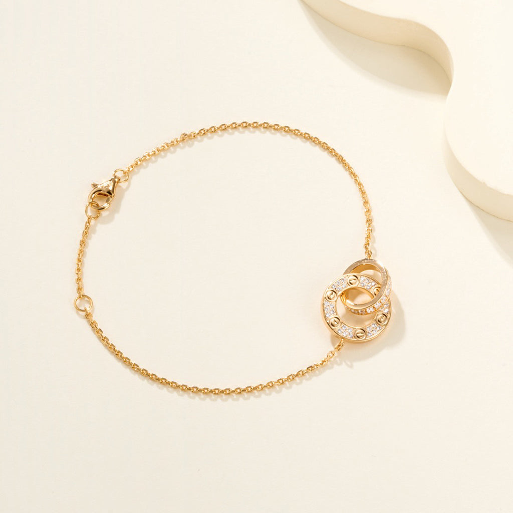 [Resenly Jewelry]LOVE DOUBLE RING FULL DIAMOND BRACELET