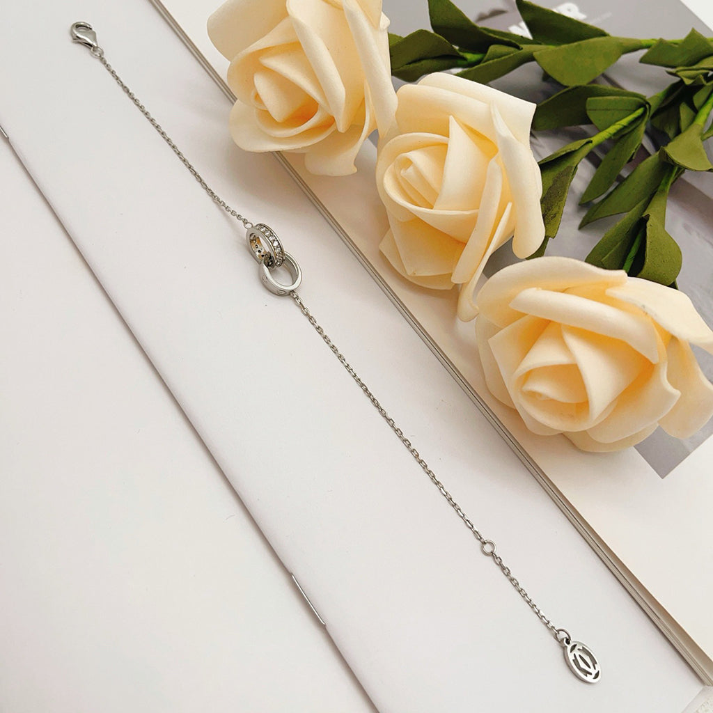 [Resenly Jewelry]LOVE ダブルリング ハーフダイヤモンド ブレスレット