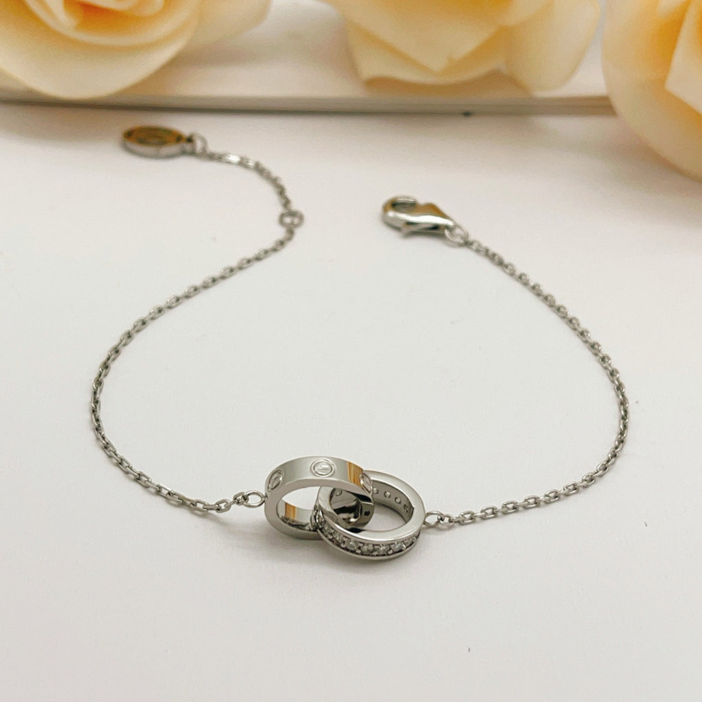 [Resenly Jewelry]LOVE ダブルリング ハーフダイヤモンド ブレスレット
