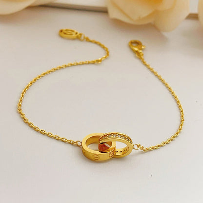 [Resenly Jewelry]LOVE ダブルリング ハーフダイヤモンド ブレスレット