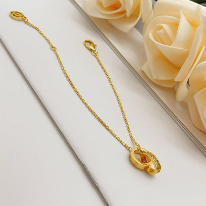 [Resenly Jewelry]LOVE ダブルリング ハーフダイヤモンド ブレスレット