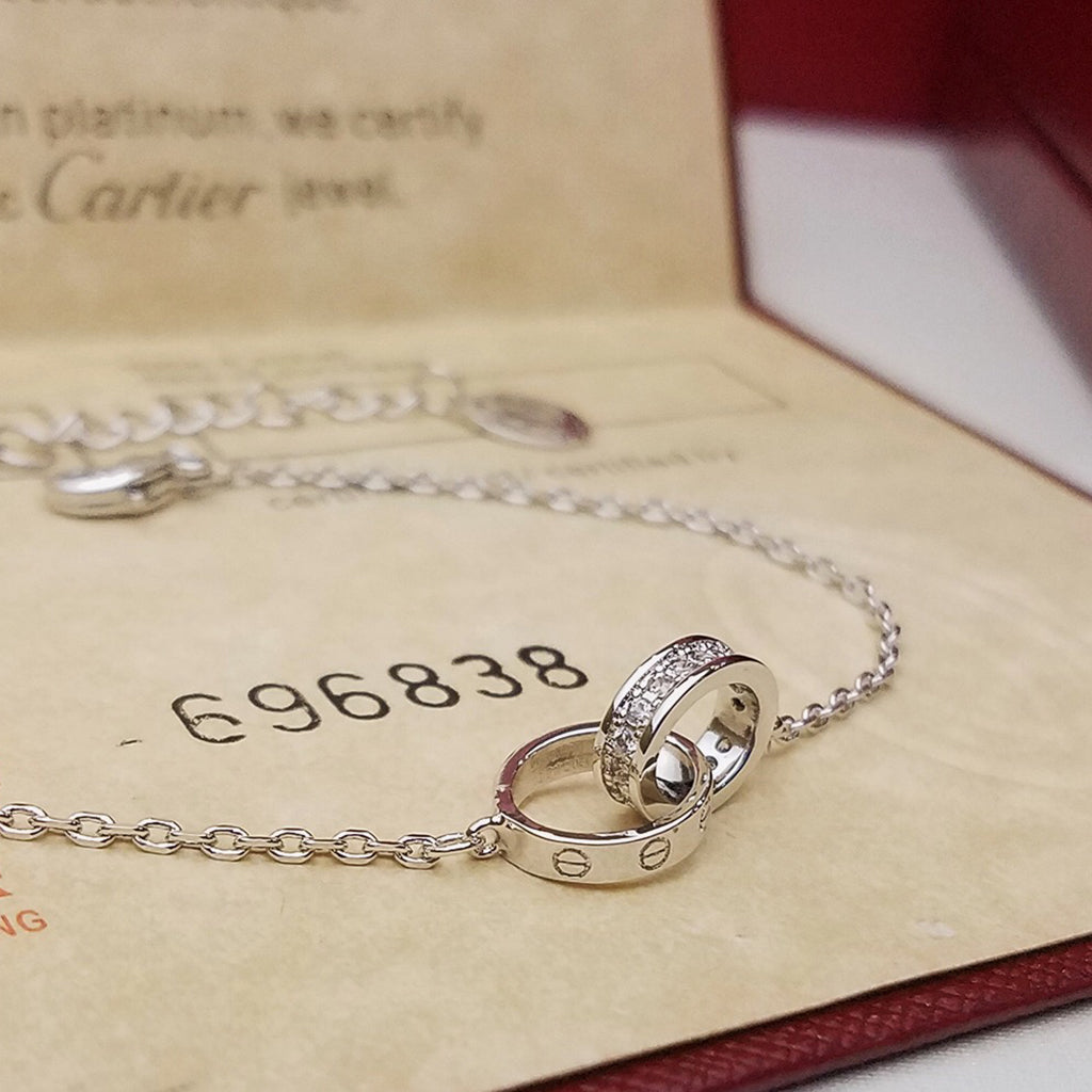 [Resenly Jewelry]LOVE ダブルリング ハーフダイヤモンド ブレスレット