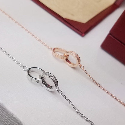 [Resenly Jewelry]LOVE ダブルリング ハーフダイヤモンド ブレスレット