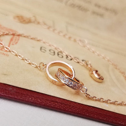 [Resenly Jewelry]LOVE ダブルリング ハーフダイヤモンド ブレスレット