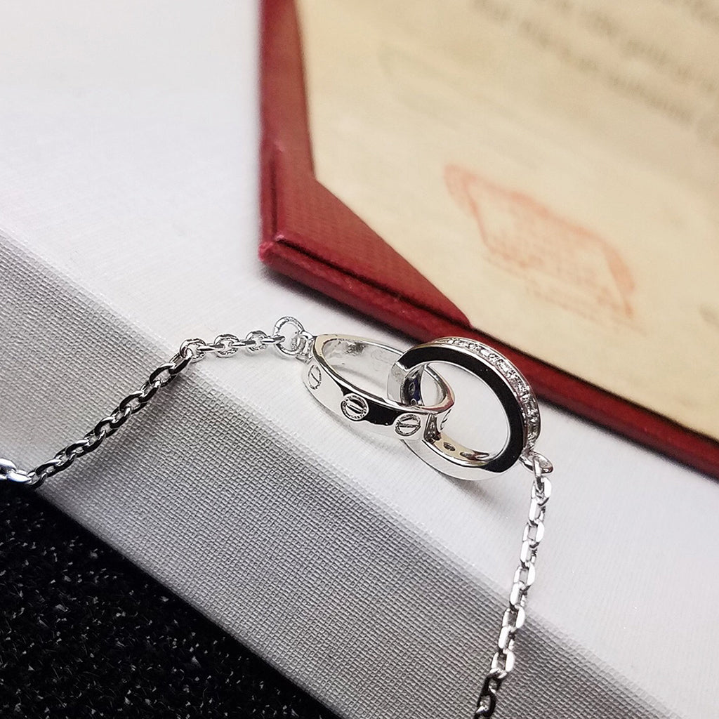 [Resenly Jewelry]LOVE ダブルリング ハーフダイヤモンド ブレスレット