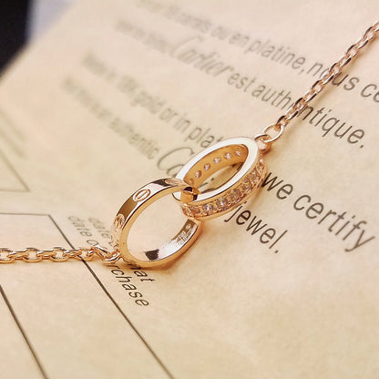 [Resenly Jewelry]LOVE ダブルリング ハーフダイヤモンド ブレスレット