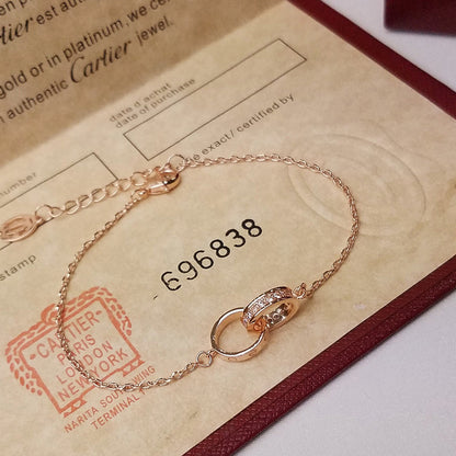 [Resenly Jewelry]LOVE ダブルリング ハーフダイヤモンド ブレスレット