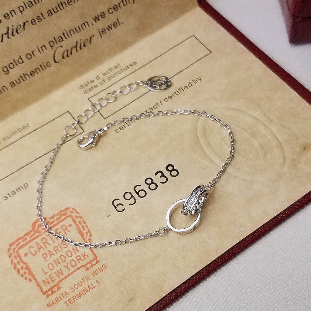 [Resenly Jewelry]LOVE ダブルリング ハーフダイヤモンド ブレスレット