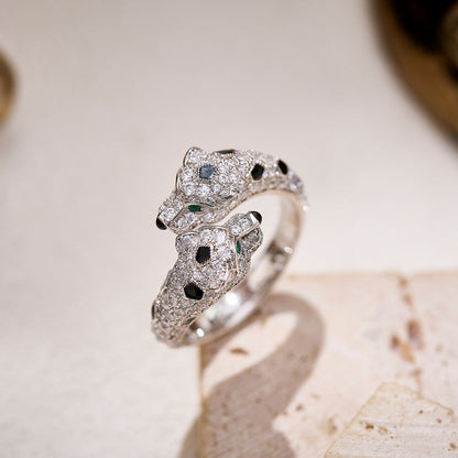 [Resenly Jewelry]PANTHERE DOUBLE HEADED FULL DIAMOND  RING