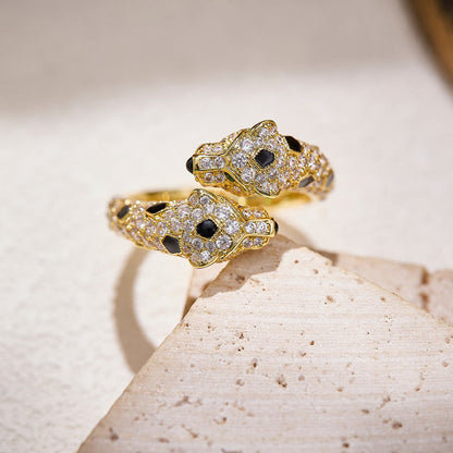 [Resenly Jewelry]PANTHERE DOUBLE HEADED FULL DIAMOND  RING