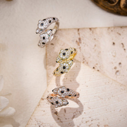 [Resenly Jewelry]PANTHERE DOUBLE HEADED FULL DIAMOND  RING