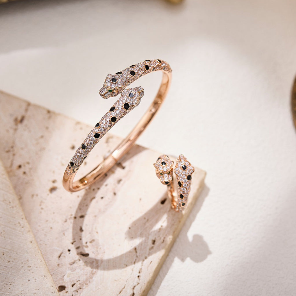 [Resenly Jewelry]PANTHERE DOUBLE HEADED FULL DIAMOND  RING